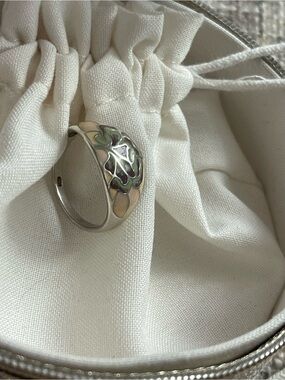 Vintage Sterling Silver Pastel Enamel Dome Ring